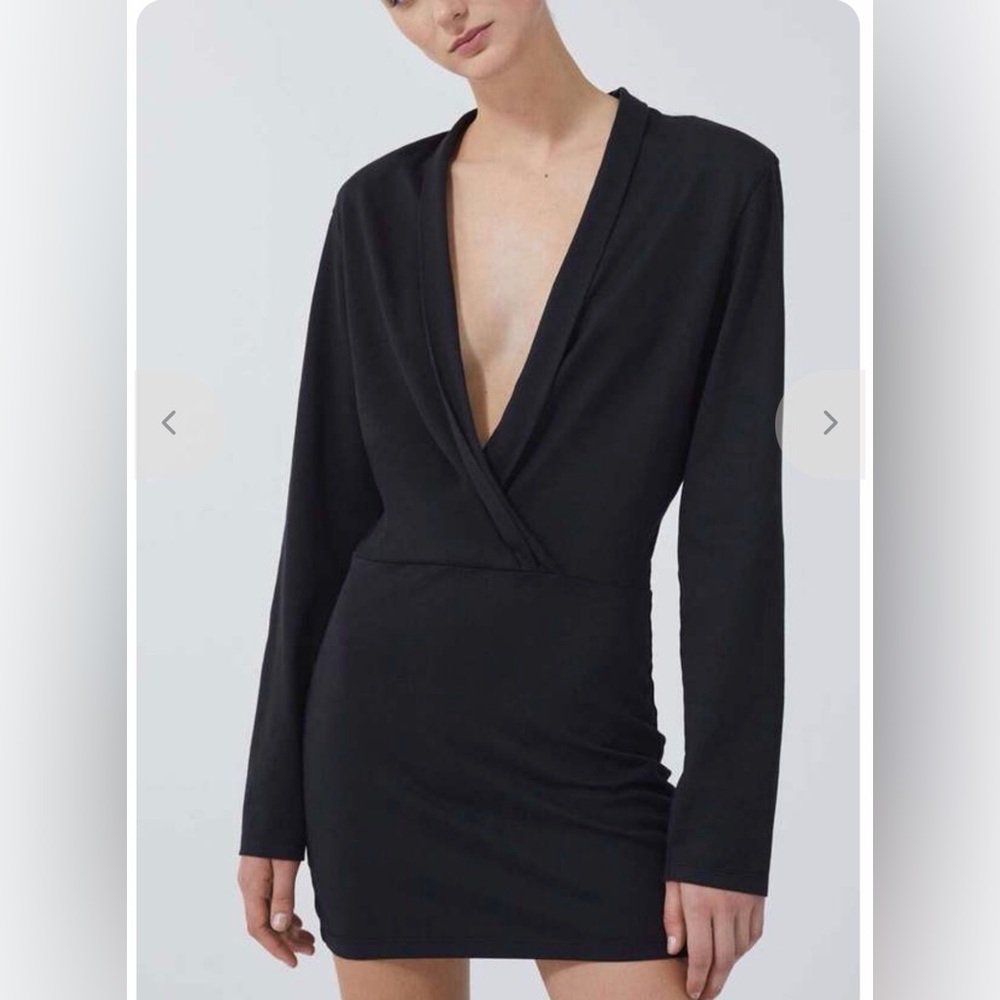IRO Paris Black Long Sleeve V-Neck Dress